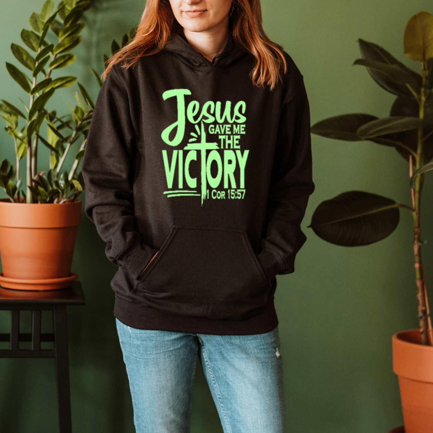 Jesus Gave the Victory Unisex Christian Hoodie – 1 Corinthians 15:57