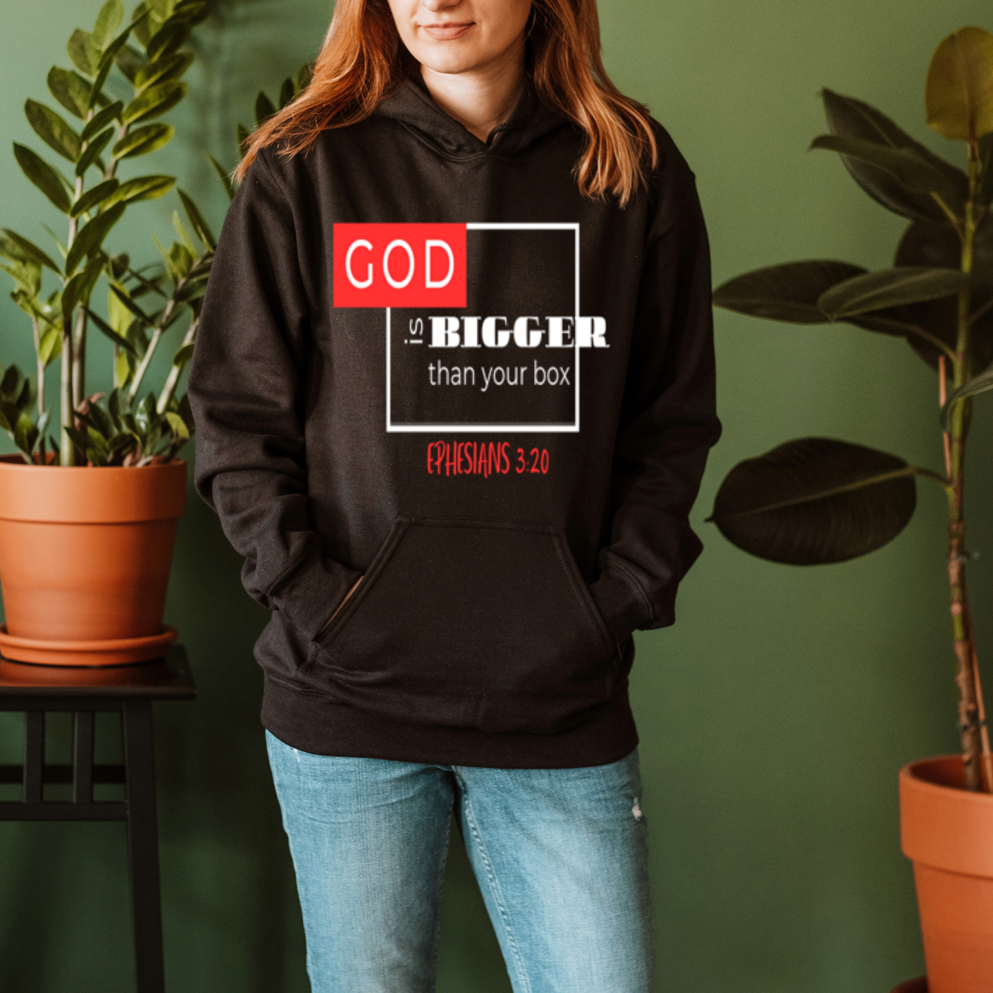 God Is Bigger Than Your Box – Unisex Hoodie– Ephesians 3:20