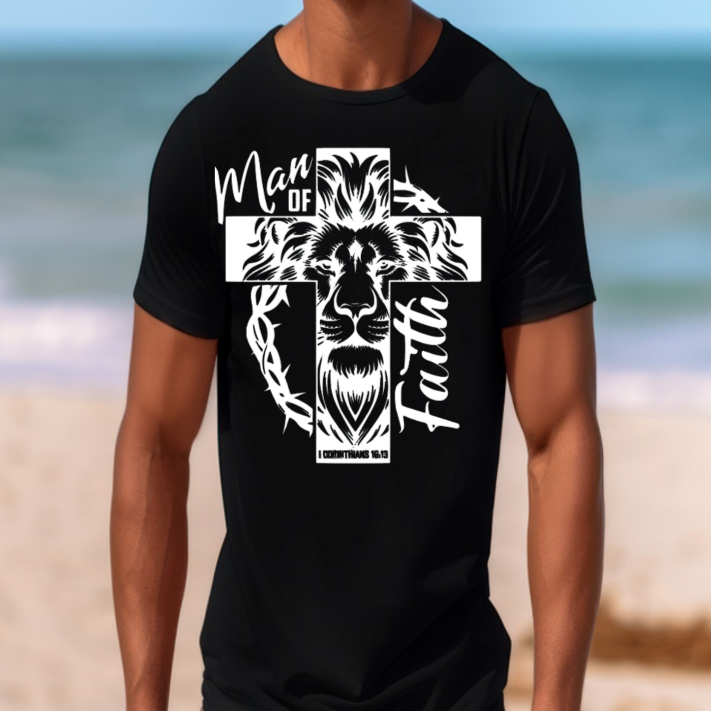 Man of Faith Christian T‑Shirt – 1 Corinthians 16:13 Scripture Tee Men’s Faith Apparel