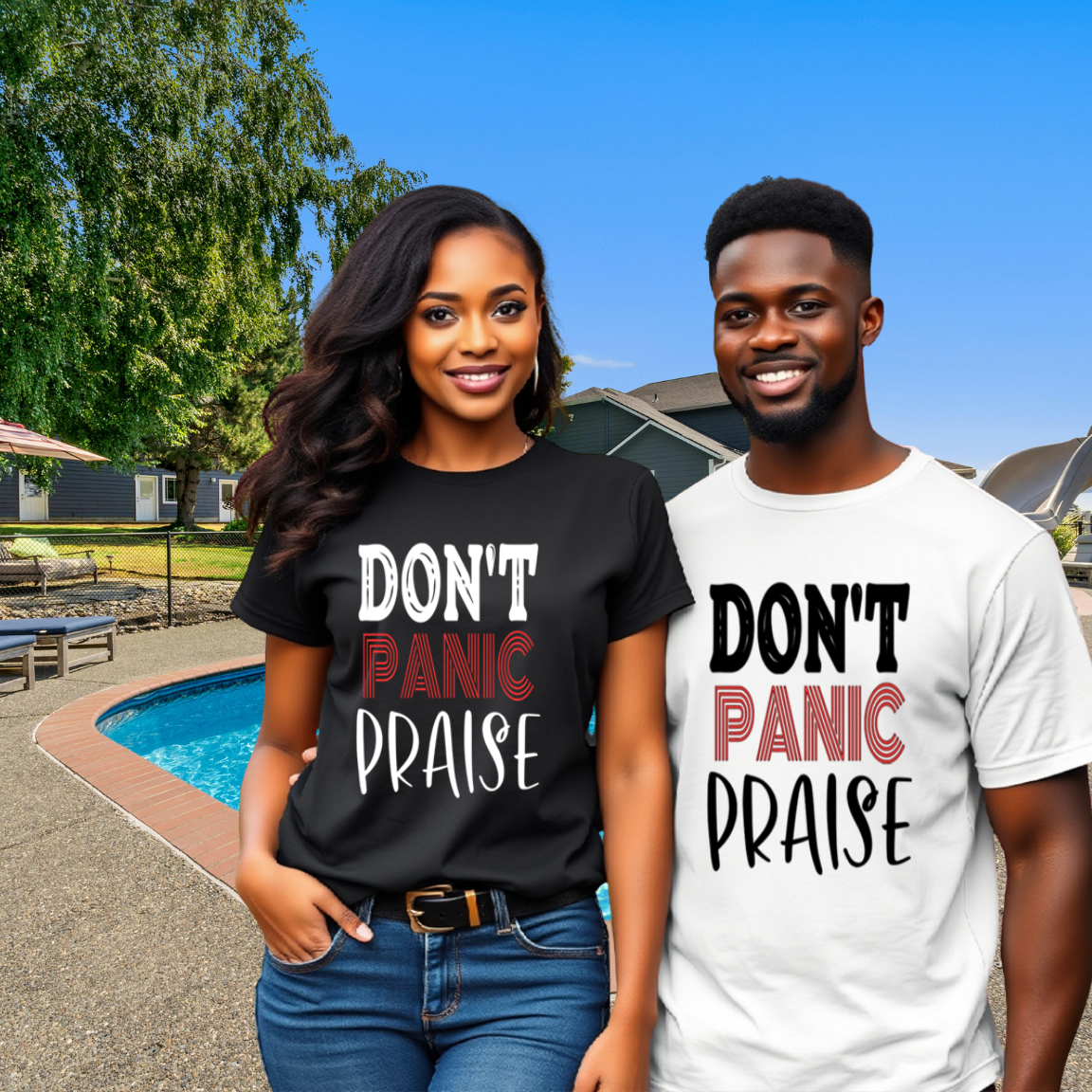 Don’t Panic Praise – 1 Thessalonians 5:18 Faith Tee