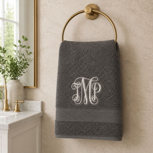 Monogram Towel Set Personalized Embroidered 3‑Piece Cotton Towel Bundle