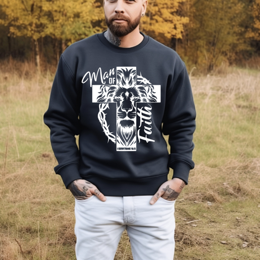 Man of Faith Christian Fleece Crewneck Sweatshirt – 1 Corinthians 16:13