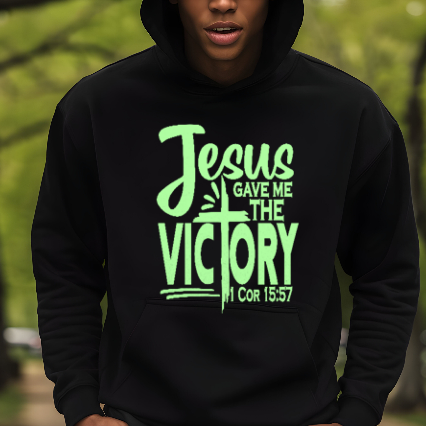 Jesus Gave the Victory Hoodie – 1 Corinthians 15:57 Faith Hoodie  Christian Apparel for Men & Women