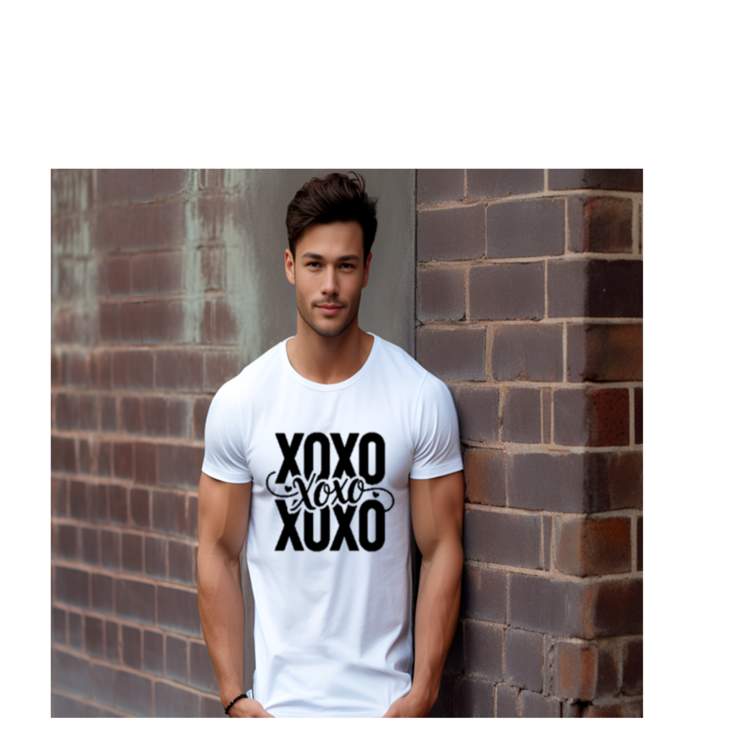 Valentine’s Day XOXO Hearts T‑Shirt Cute Vinyl Print Valentine Tee Unisex 100% Cotton