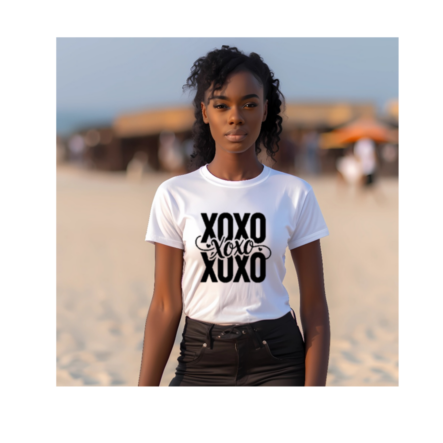 Valentine’s Day XOXO Hearts T‑Shirt Cute Vinyl Print Valentine Tee Unisex 100% Cotton