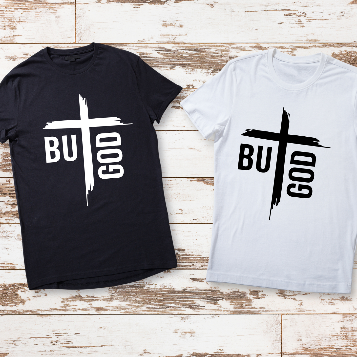 BUT GOD Christian T-Shirt with Cross, 100% Cotton