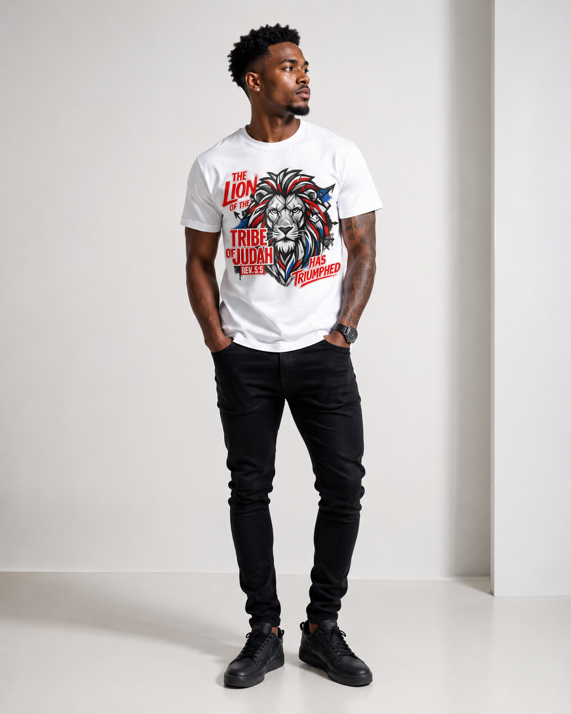 Lion of Judah Scripture T-Shirt | Revelation 5:5 Faith-Based Graphic Tee