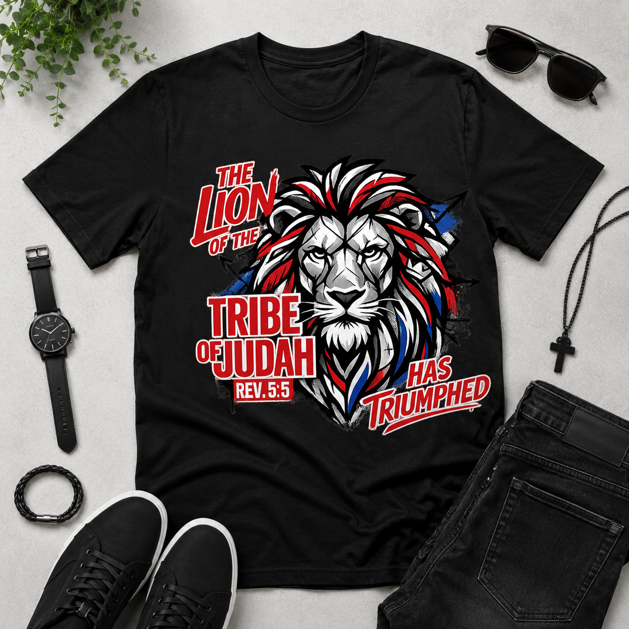 Lion of Judah Scripture T-Shirt | Revelation 5:5 Faith-Based Graphic Tee