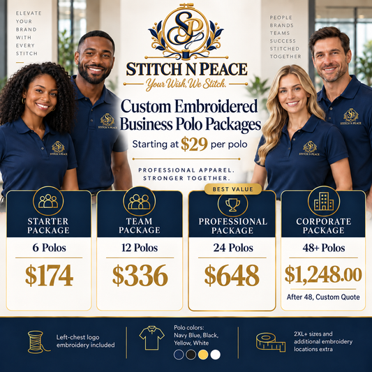 Custom Embroidered Business Polo Package | Company Logo Polos