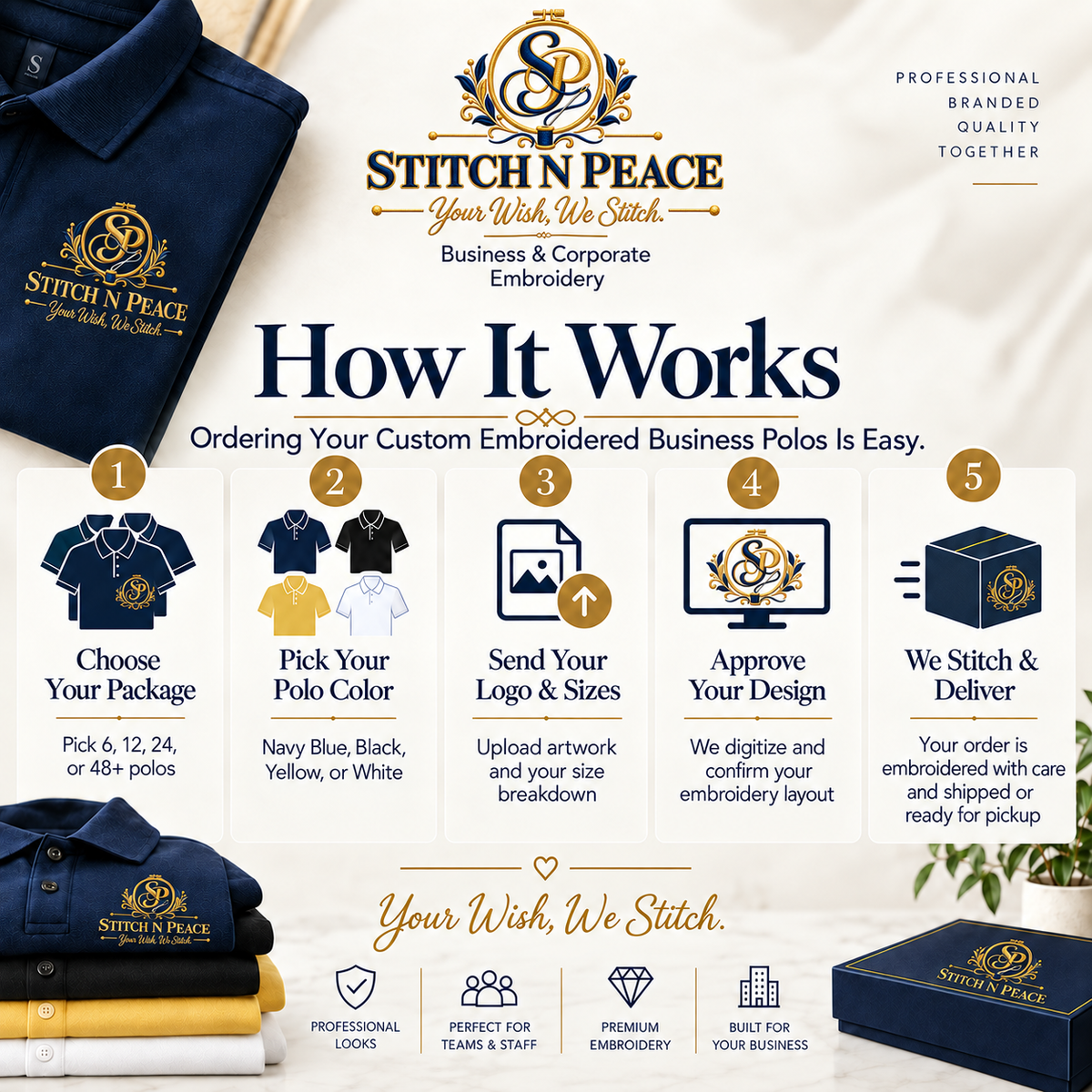 Custom Embroidered Business Polo Package | Company Logo Polos