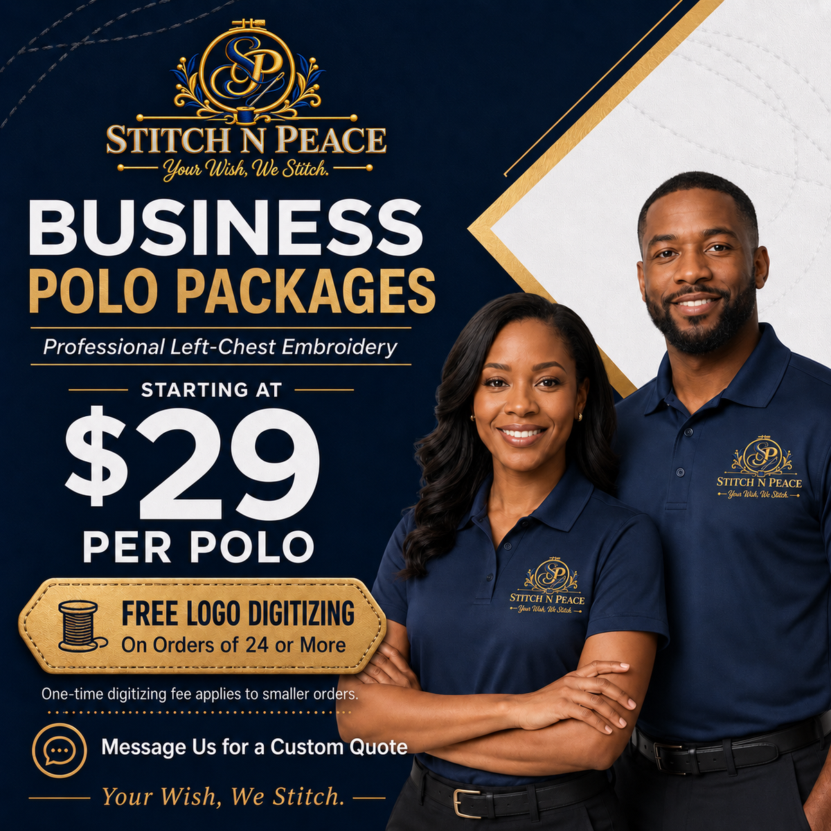 Custom Embroidered Business Polo Package | Company Logo Polos